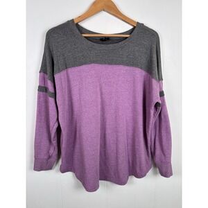 Torrid Sweatshirt Womens Size 0 Large Drop Shoulder Sleeve Purple Gray Athletic
